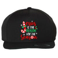 Jesus Is The Reason For The Season Christmas Xmas Candy Cane Wool Snapback Cap