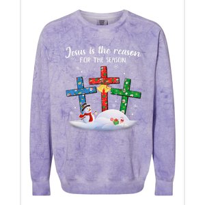 Jesus Is The Reason For The Season Funny Christmas PJs Gifts Colorblast Crewneck Sweatshirt