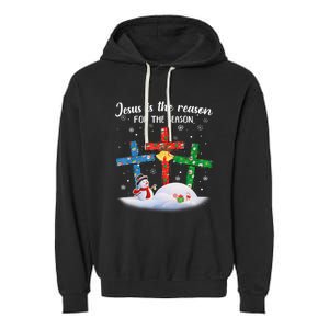 Jesus Is The Reason For The Season Funny Christmas PJs Gifts Garment-Dyed Fleece Hoodie