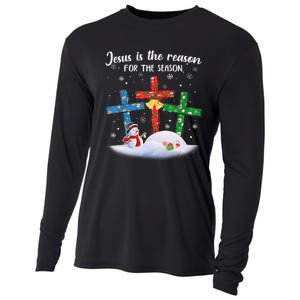 Jesus Is The Reason For The Season Funny Christmas PJs Gifts Cooling Performance Long Sleeve Crew