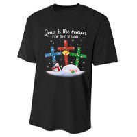 Jesus Is The Reason For The Season Funny Christmas PJs Gifts Performance Sprint T-Shirt