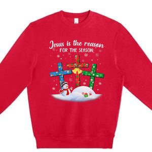 Jesus Is The Reason For The Season Funny Christmas PJs Gifts Premium Crewneck Sweatshirt