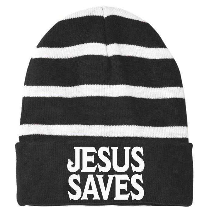 Jesus Is the Only Way Jesus Saves Vintage Mall Jesus Saves Striped Beanie with Solid Band