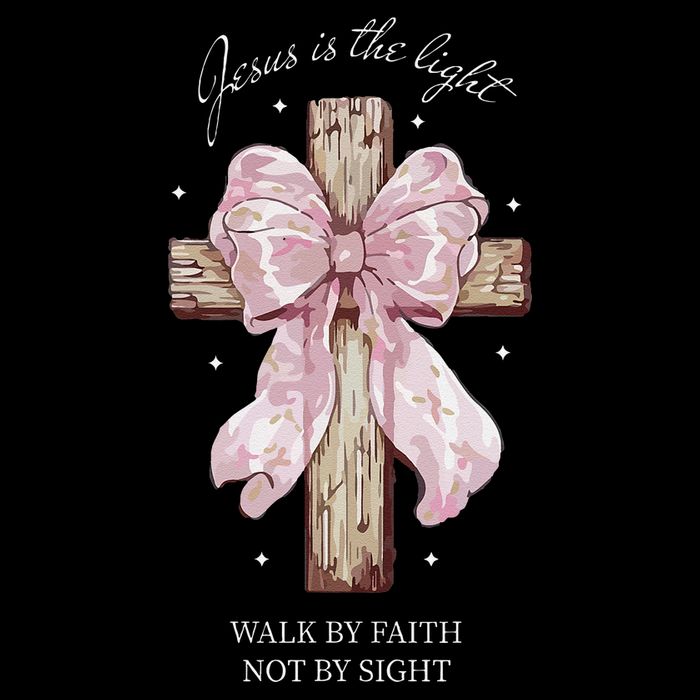 Jesus Is The Light Walk By Faith Not By Sight Coquette Stripe Pom Pom Beanie