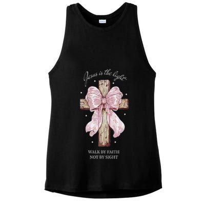 Jesus Is The Light Walk By Faith Not By Sight Coquette Ladies PosiCharge Tri-Blend Wicking Tank