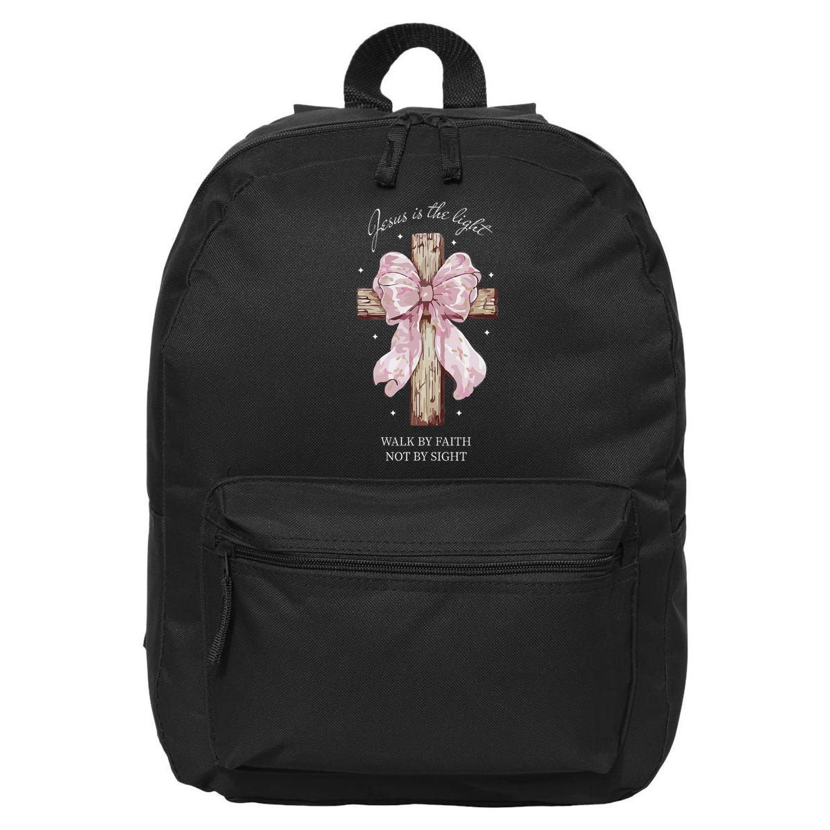 Jesus Is The Light Walk By Faith Not By Sight Coquette 16 in Basic Backpack