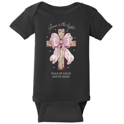 Jesus Is The Light Walk By Faith Not By Sight Coquette Baby Bodysuit