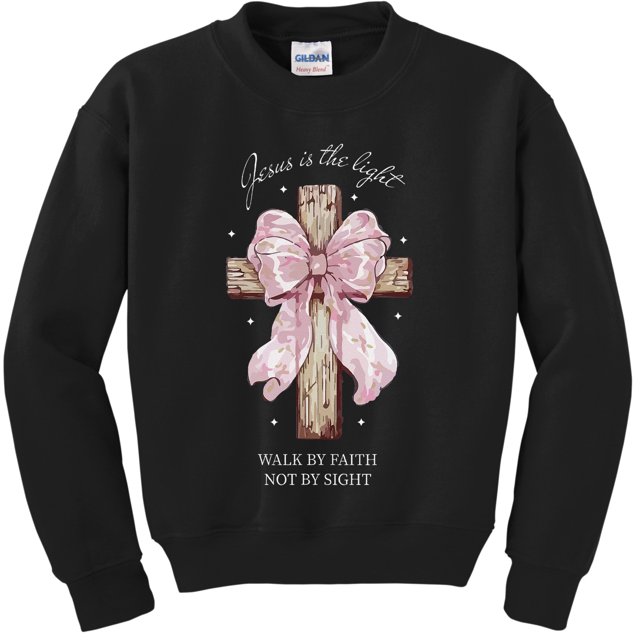 Jesus Is The Light Walk By Faith Not By Sight Coquette Kids Sweatshirt