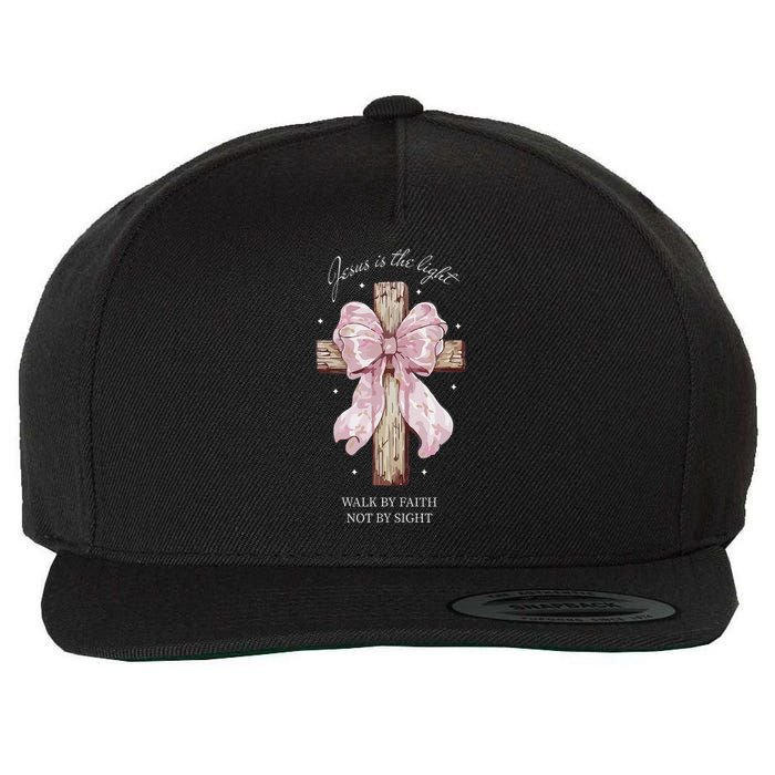 Jesus Is The Light Walk By Faith Not By Sight Coquette Wool Snapback Cap