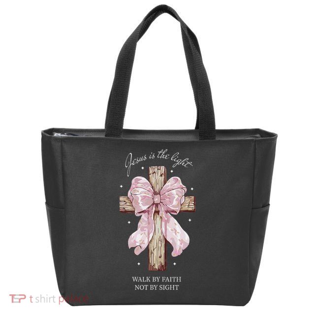Jesus Is The Light Walk By Faith Not By Sight Coquette Zip Tote Bag