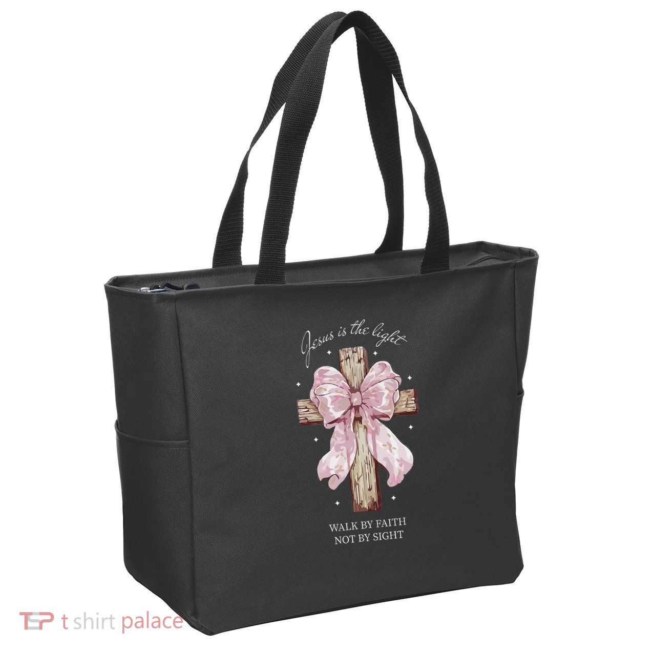 Jesus Is The Light Walk By Faith Not By Sight Coquette Zip Tote Bag