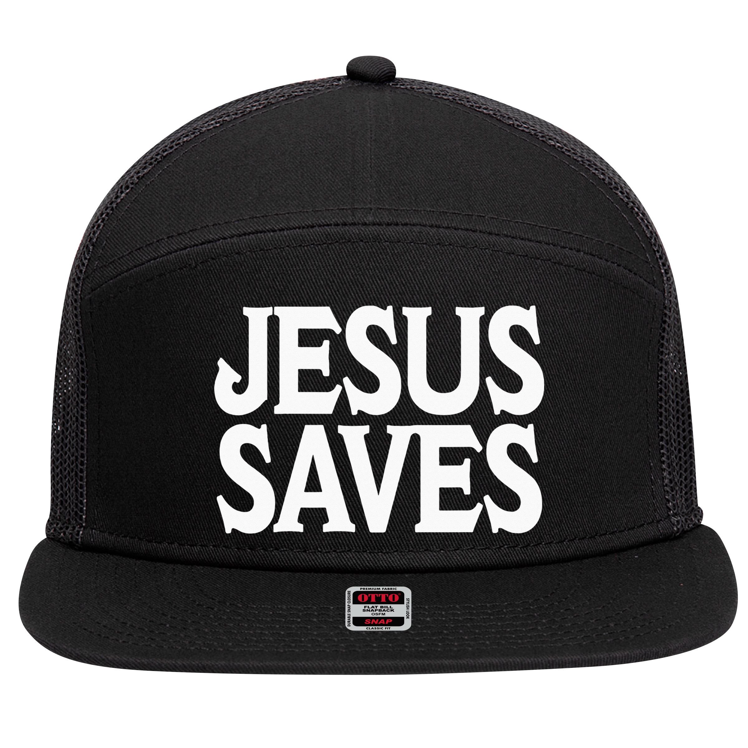 Jesus Is the Only Way Jesus Saves Mall Jesus 7 Panel Mesh Trucker Snapback Hat
