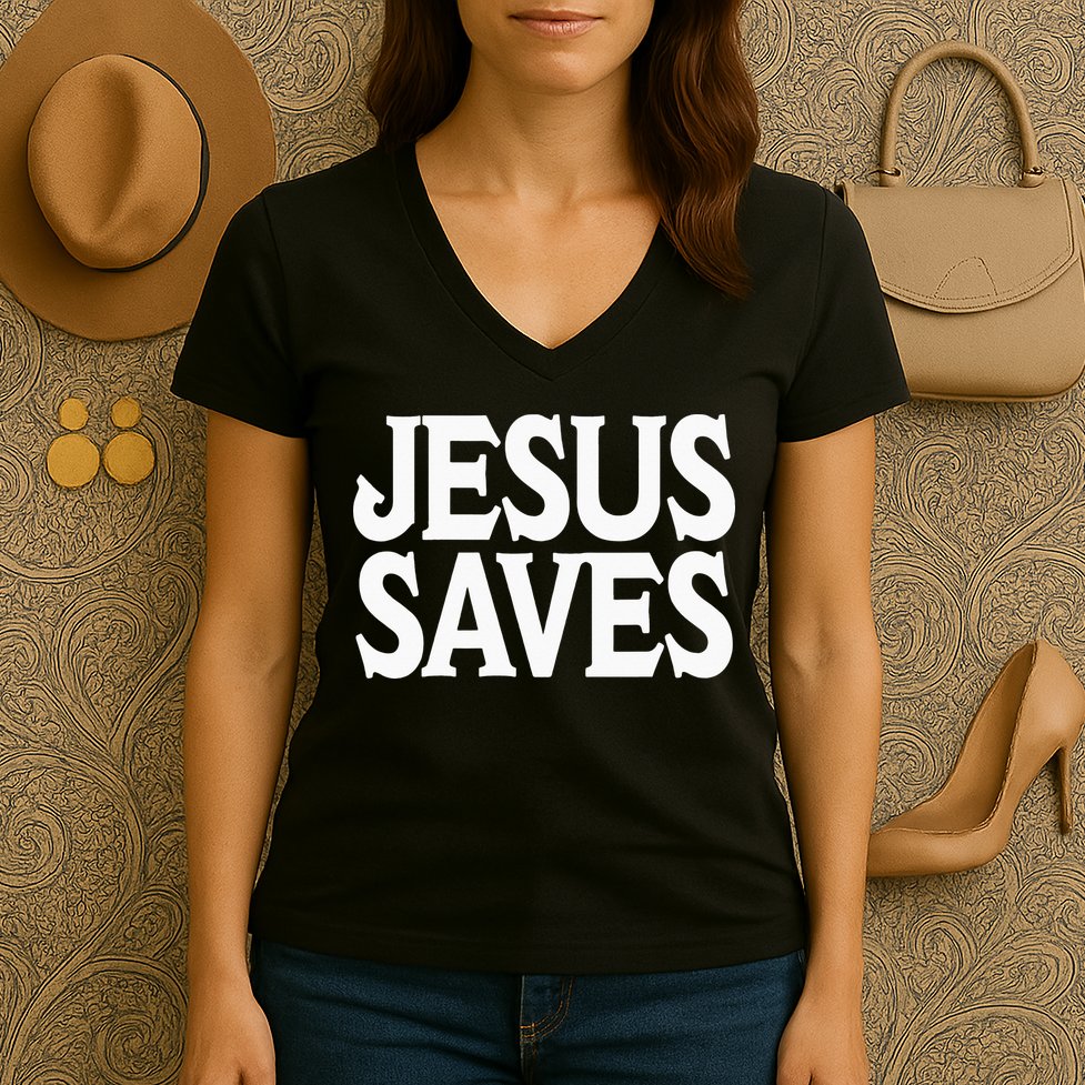 Jesus Is the Only Way Jesus Saves Mall Jesus Women's V-Neck T-Shirt
