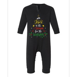 Jesus Is The Reason For Christmas Season Xmas Tree Christian Gift Infant Fleece One Piece