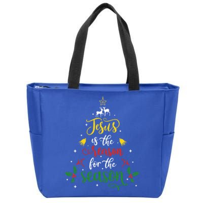 Jesus Is The Reason For Christmas Season Xmas Tree Christian Gift Zip Tote Bag