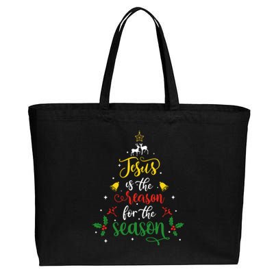 Jesus Is The Reason For Christmas Season Xmas Tree Christian Gift Cotton Canvas Jumbo Tote