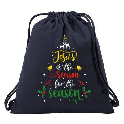 Jesus Is The Reason For Christmas Season Xmas Tree Christian Gift Drawstring Bag