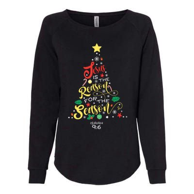 Jesus Is The Reason For The Season Christian Christmas Tree Womens California Wash Sweatshirt