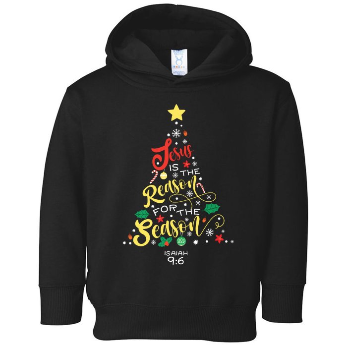 Jesus Is The Reason For The Season Christian Christmas Tree Toddler Hoodie