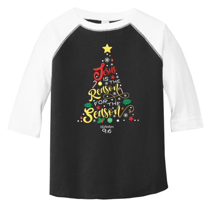 Jesus Is The Reason For The Season Christian Christmas Tree Toddler Fine Jersey T-Shirt