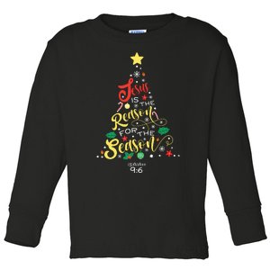 Jesus Is The Reason For The Season Christian Christmas Tree Toddler Long Sleeve Shirt