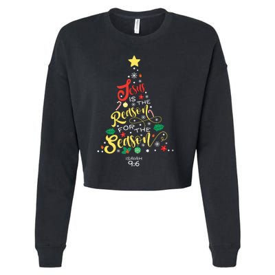 Jesus Is The Reason For The Season Christian Christmas Tree Cropped Pullover Crew