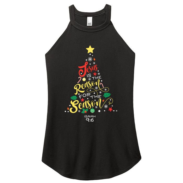 Jesus Is The Reason For The Season Christian Christmas Tree Women's Perfect Tri Rocker Tank