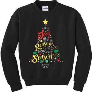 Jesus Is The Reason For The Season Christian Christmas Tree Kids Sweatshirt