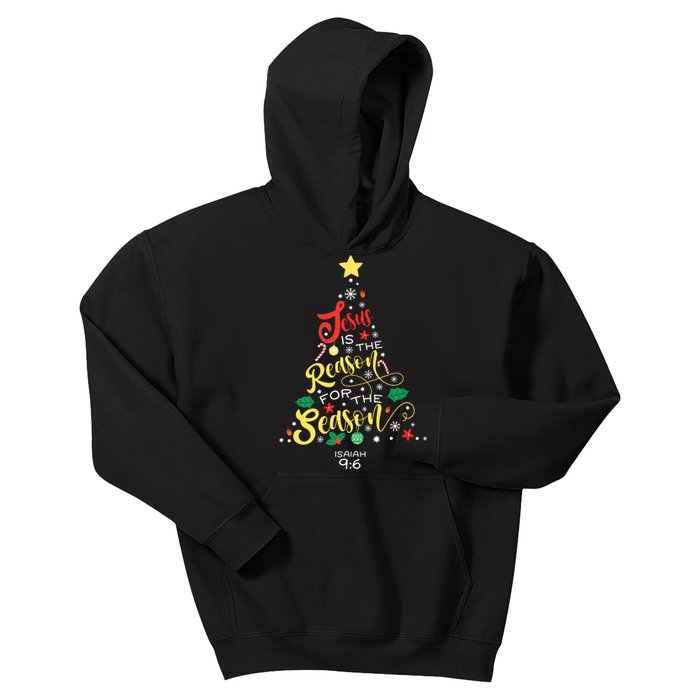 Jesus Is The Reason For The Season Christian Christmas Tree Kids Hoodie