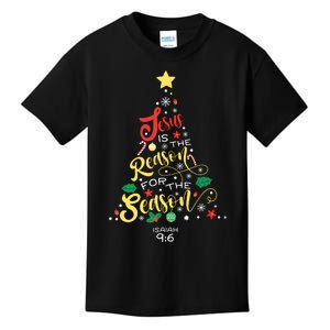 Jesus Is The Reason For The Season Christian Christmas Tree Kids T-Shirt