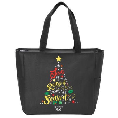 Jesus Is The Reason For The Season Christian Christmas Tree Zip Tote Bag