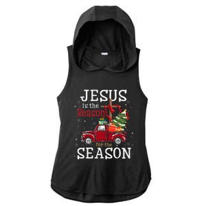 Jesus Is The Reason For The Season Christian Faith Christmas Ladies PosiCharge Tri-Blend Wicking Draft Hoodie Tank