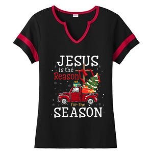 Jesus Is The Reason For The Season Christian Faith Christmas Ladies Halftime Notch Neck Tee