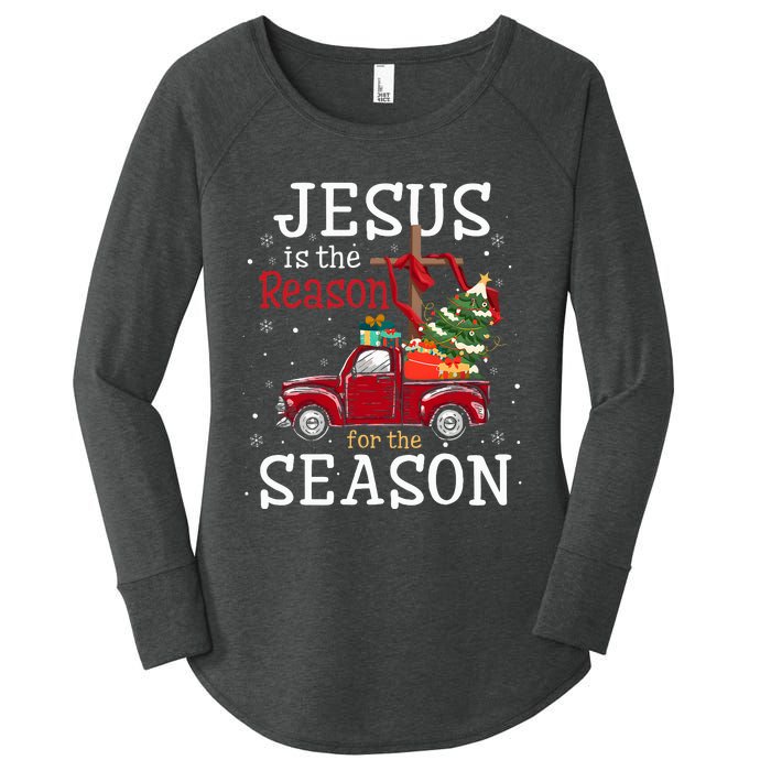 Jesus Is The Reason For The Season Christian Faith Christmas Women's Perfect Tri Tunic Long Sleeve Shirt