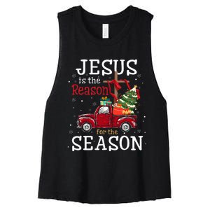 Jesus Is The Reason For The Season Christian Faith Christmas Women's Racerback Cropped Tank