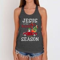 Jesus Is The Reason For The Season Christian Faith Christmas Women's Knotted Racerback Tank