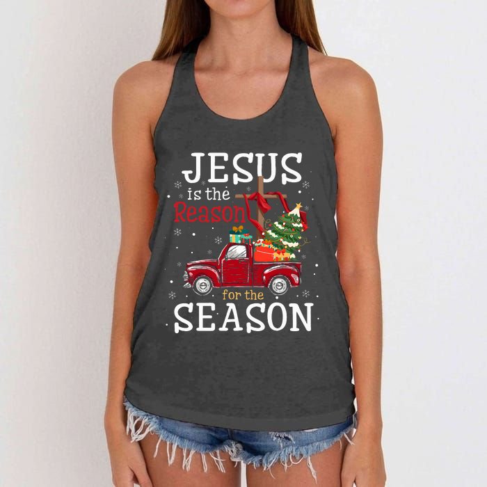 Jesus Is The Reason For The Season Christian Faith Christmas Women's Knotted Racerback Tank