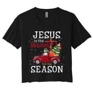 Jesus Is The Reason For The Season Christian Faith Christmas Women's Crop Top Tee