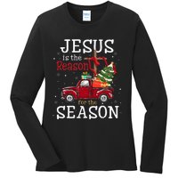 Jesus Is The Reason For The Season Christian Faith Christmas Ladies Long Sleeve Shirt