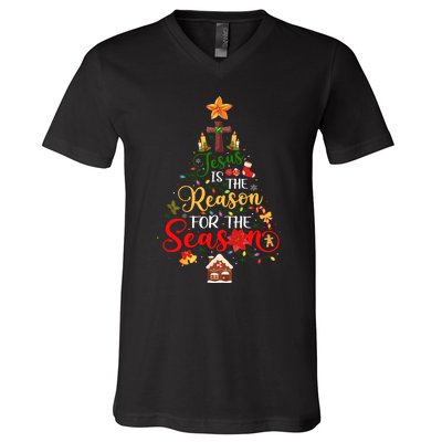 Jesus Is The Reason For The Season Christian Faith Christmas V-Neck T-Shirt