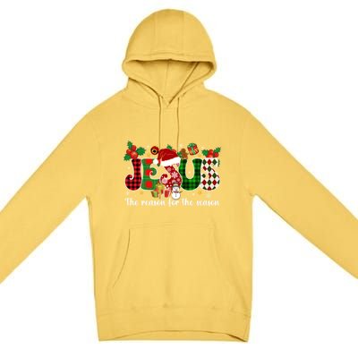 Jesus Is The Reason For The Season Christian Candy Cane Xmas Gift Premium Pullover Hoodie