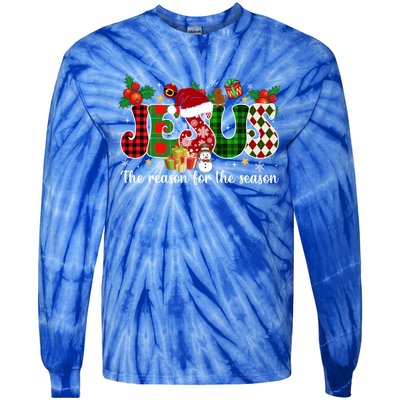 Jesus Is The Reason For The Season Christian Candy Cane Xmas Gift Tie-Dye Long Sleeve Shirt