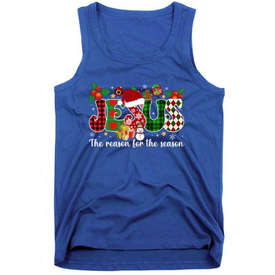 Jesus Is The Reason For The Season Christian Candy Cane Xmas Gift Tank Top