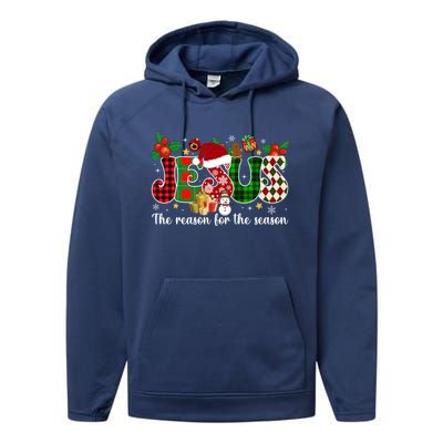 Jesus Is The Reason For The Season Christian Candy Cane Xmas Gift Performance Fleece Hoodie