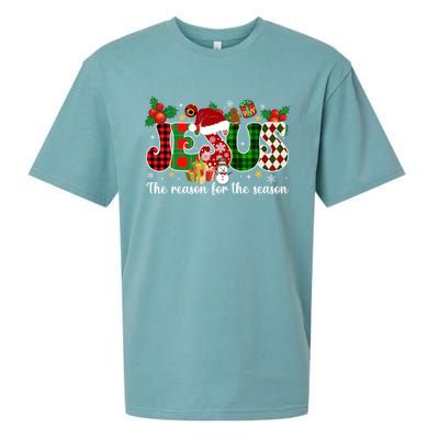 Jesus Is The Reason For The Season Christian Candy Cane Xmas Gift Sueded Cloud Jersey T-Shirt