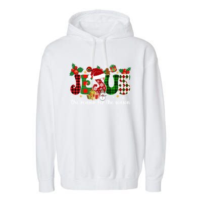 Jesus Is The Reason For The Season Christian Candy Cane Xmas Gift Garment-Dyed Fleece Hoodie