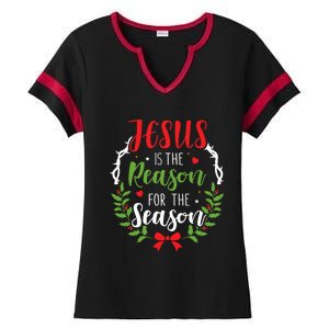 Jesus Is The Reason For The Season Christian Christmas Gift Ladies Halftime Notch Neck Tee