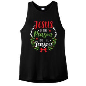 Jesus Is The Reason For The Season Christian Christmas Gift Ladies PosiCharge Tri-Blend Wicking Tank