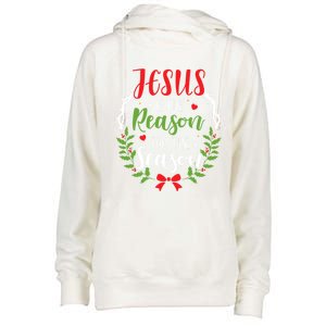 Jesus Is The Reason For The Season Christian Christmas Gift Womens Funnel Neck Pullover Hood