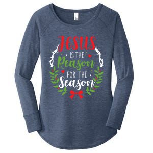 Jesus Is The Reason For The Season Christian Christmas Gift Women's Perfect Tri Tunic Long Sleeve Shirt